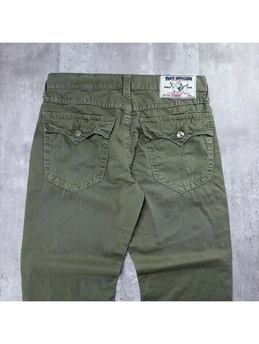 Y2K Olive Green True Religion Grunge Straight Skater Pants